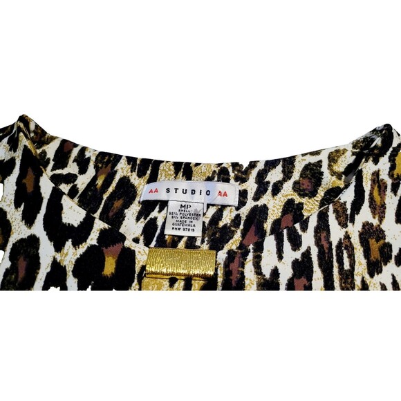 AA Studio Women’s Size M Petite Leopard Print Stretch Dress 3/4 Sleeves - Picture 3 of 7